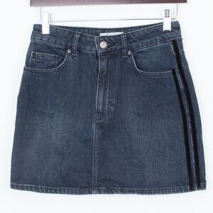Zara Womens TRF Collection Velvet Stripe Denim Mini Skirt Size‎ XS Streetwear